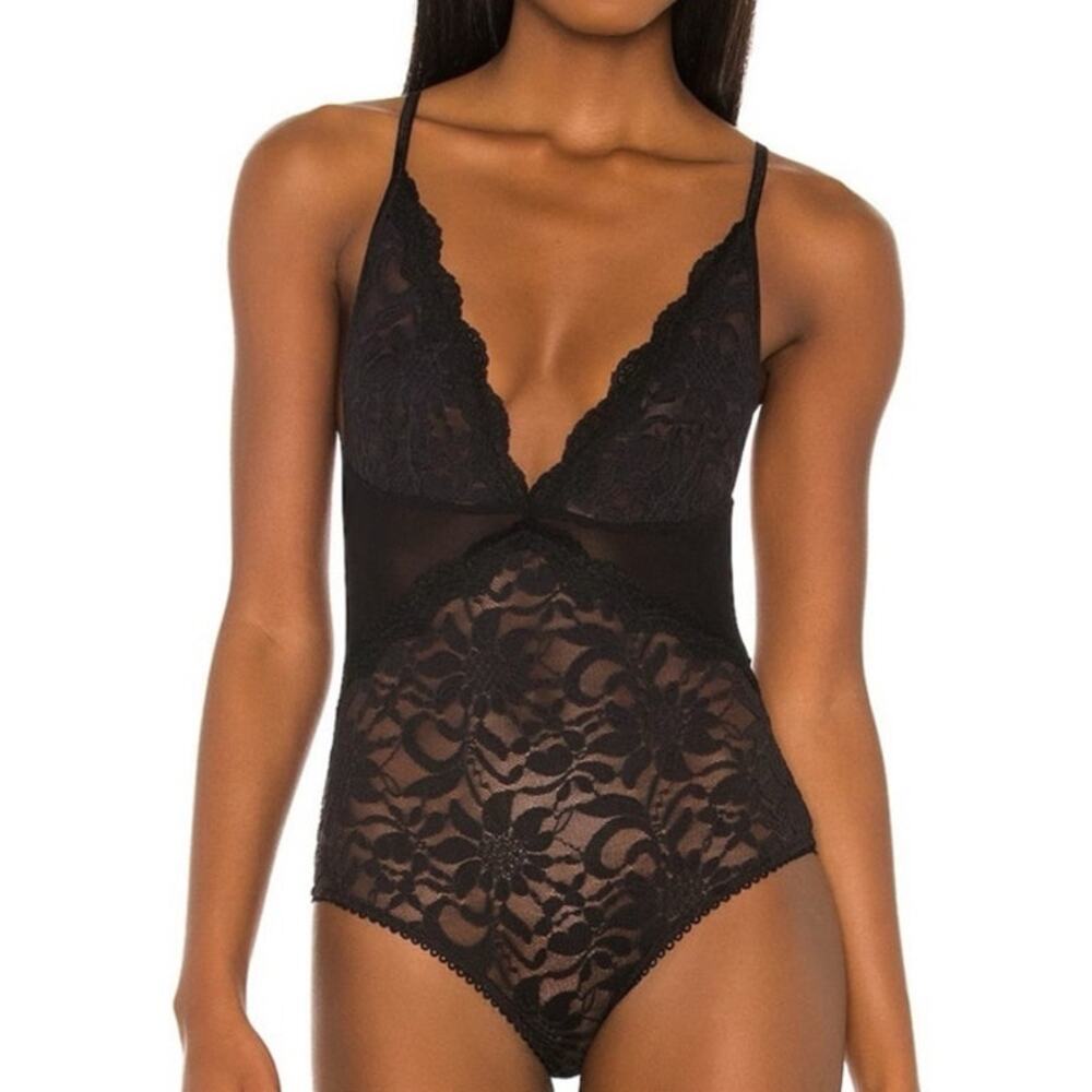 Free People Black Speed Date Lace Bodysuit Sz XS NWT